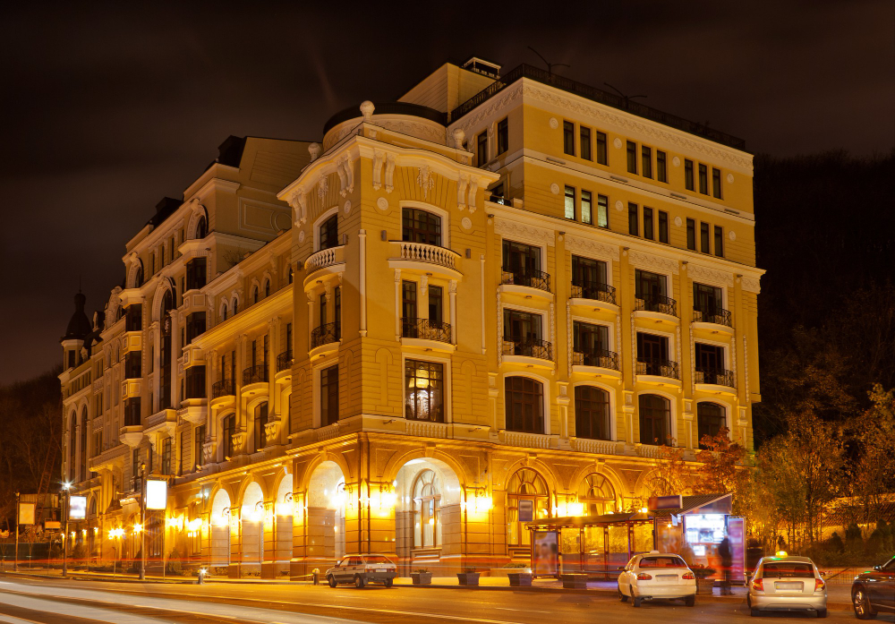 "Premier Inn Grand Gulberg Lahore exterior view during the evening."